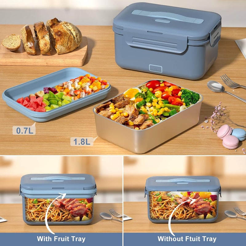Akhia Electric Lunch Box Food Heater, 1.8L/61oz Heated Lunch Box for Adults Work Car/Truck Home, 100W Food Warmer Heating Lunch Box with Removable Container, 12V/24V/110V/220V - Image 4